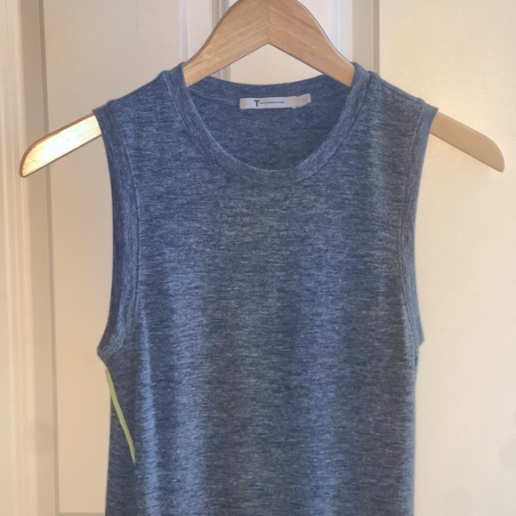 T BY ALEXANDER WANG Mohair Jersey Twist Drape Sleeveless Charcoal Acid Green Sm - Picture 5 of 9